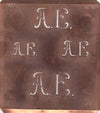 AE - Alte Kupferschablone mit 4 Monogrammen