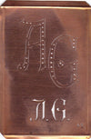 AG - Interessante alte Kupfer-Schablone zum Sticken von Monogrammen