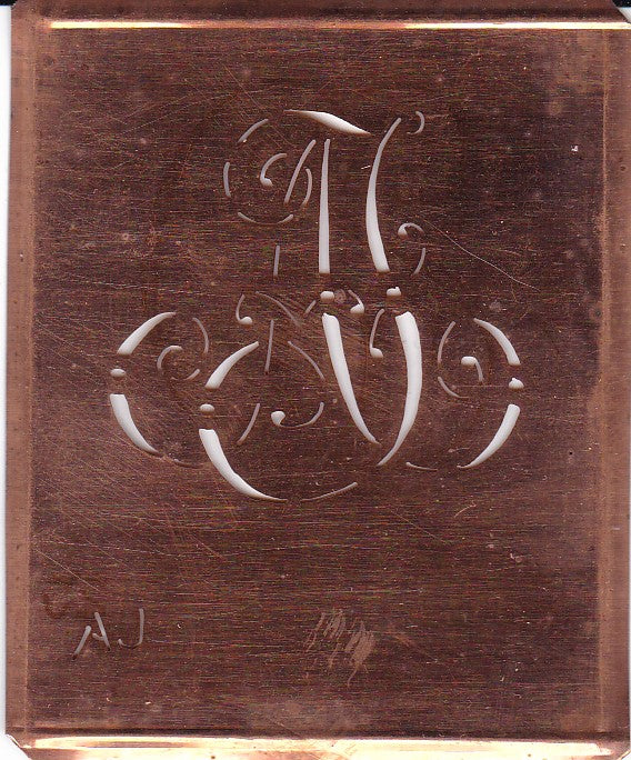 AJ - Alte verschlungene Monogramm Stick Schablone