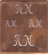 AN - Alte Kupferschablone mit 4 Monogrammen