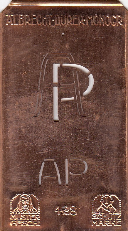 AP - Kleine Monogramm-Schablone in Jugendstil-Schrift