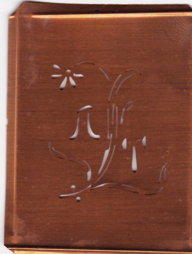 AT - Hübsche, verspielte Monogramm Schablone Blumenumrandung