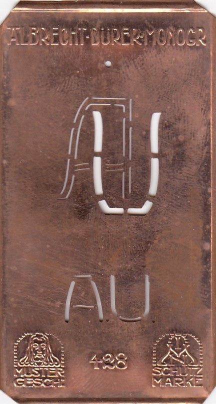 AU - Kleine Monogramm-Schablone in Jugendstil-Schrift