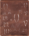 AV - Große attraktive Kupferschablone mit vielen Monogrammen