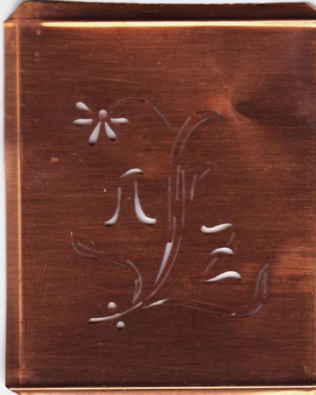 AZ - Hübsche, verspielte Monogramm Schablone Blumenumrandung