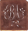 BA - Alte Schablone aus Kupferblech mit klassischem verschlungenem Monogramm 