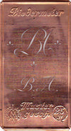 www.knopfparadies.de - BA - Alte Stickschablone mit 2 zarten Monogrammen