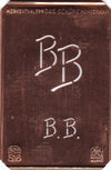 BB - Alte, sachlich designte Monogrammschablone zum Sticken