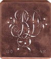 BD - Alte Schablone aus Kupferblech mit klassischem verschlungenem Monogramm 