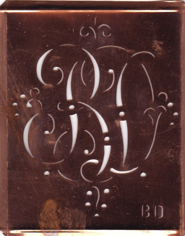 BD - Alte Monogramm Schablone mit nostalgischen Schnörkeln