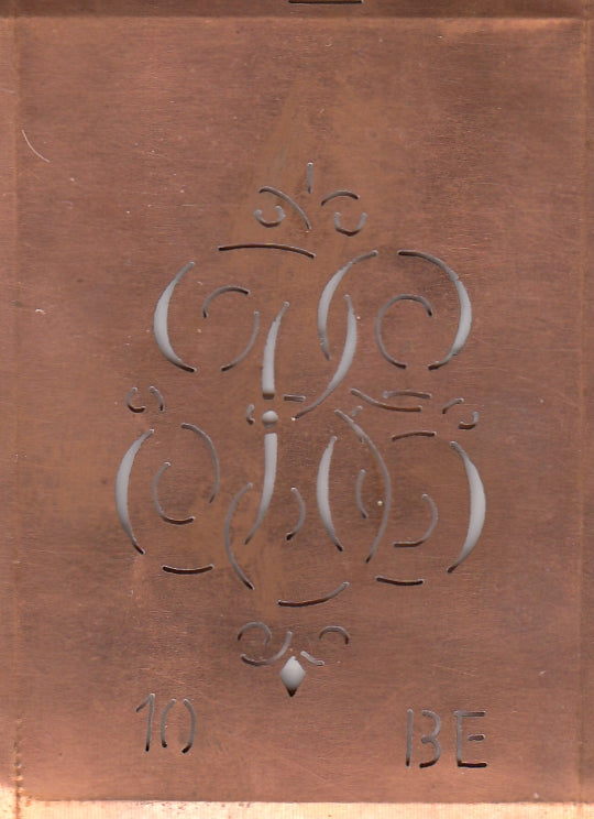 BE - Alte Monogrammschablone aus Kupfer
