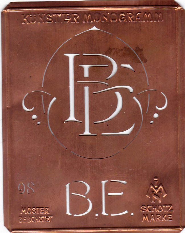 BE - Besondere Jugendstil Monogrammschablone