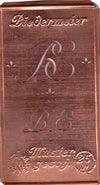 www.knopfparadies.de - BE - Alte Stickschablone mit 2 zarten Monogrammen
