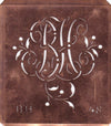 BH - Alte Schablone aus Kupferblech mit klassischem verschlungenem Monogramm 