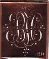BH - Alte Monogramm Schablone mit nostalgischen Schnörkeln