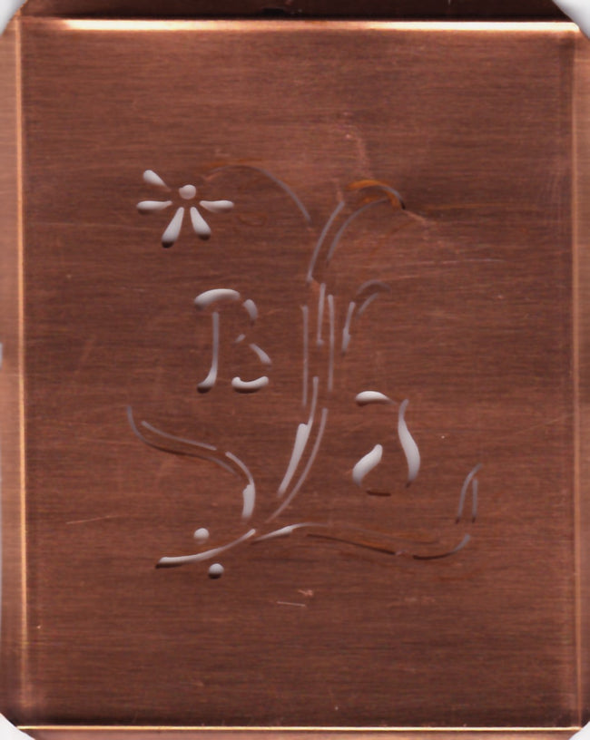 BJ - Hübsche, verspielte Monogramm Schablone Blumenumrandung