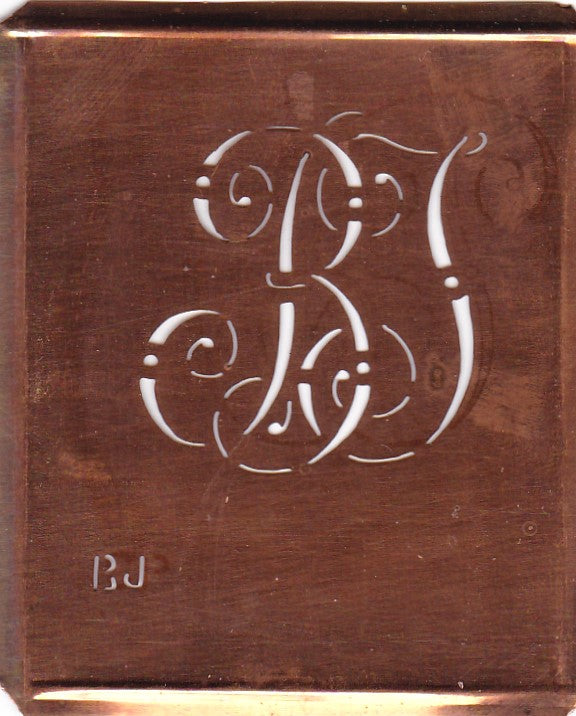 BJ - Alte verschlungene Monogramm Stick Schablone