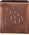 BJ - Hübsche alte Kupfer Schablone mit 3 Monogramm-Ausführungen