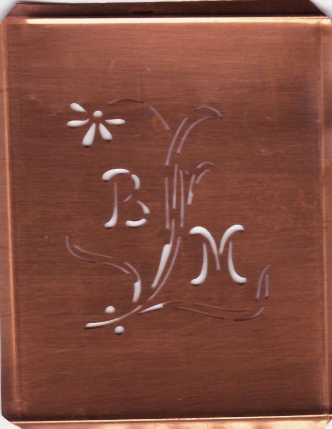 BM - Hübsche, verspielte Monogramm Schablone Blumenumrandung