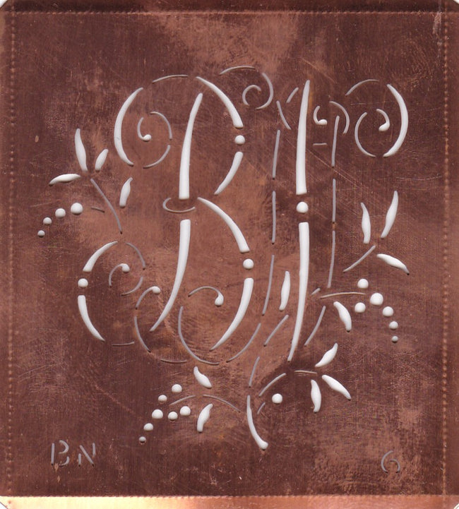 BN - Interessante Monogrammschablone aus Kupferblech