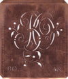 BO - Alte Schablone aus Kupferblech mit klassischem verschlungenem Monogramm 