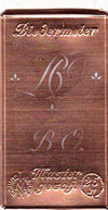 www.knopfparadies.de - BO - Alte Stickschablone mit 2 zarten Monogrammen