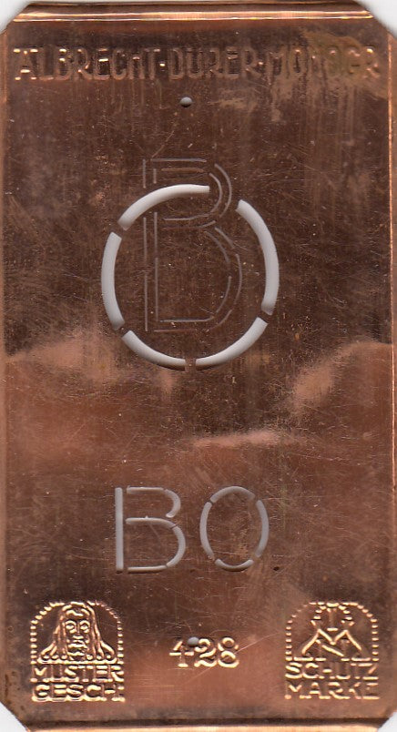 BO - Kleine Monogramm-Schablone in Jugendstil-Schrift