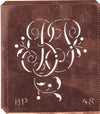 BP - Alte Schablone aus Kupferblech mit klassischem verschlungenem Monogramm 