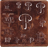 BP - Sehr große und dekorative Kupfer Schablone mit 13 Monogrammvariationen