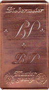 www.knopfparadies.de - BP - Alte Stickschablone mit 2 zarten Monogrammen