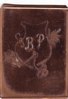BP - Seltene Stickvorlage - Uralte Wäscheschablone mit Wappen - Medaillon