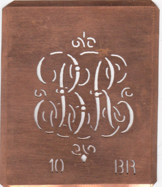 BR - Alte Monogrammschablone aus Kupfer