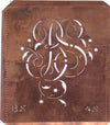 BS - Alte Schablone aus Kupferblech mit klassischem verschlungenem Monogramm 