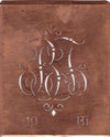 BT - Alte Monogrammschablone aus Kupfer