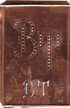 BT - Interessante alte Kupfer-Schablone zum Sticken von Monogrammen