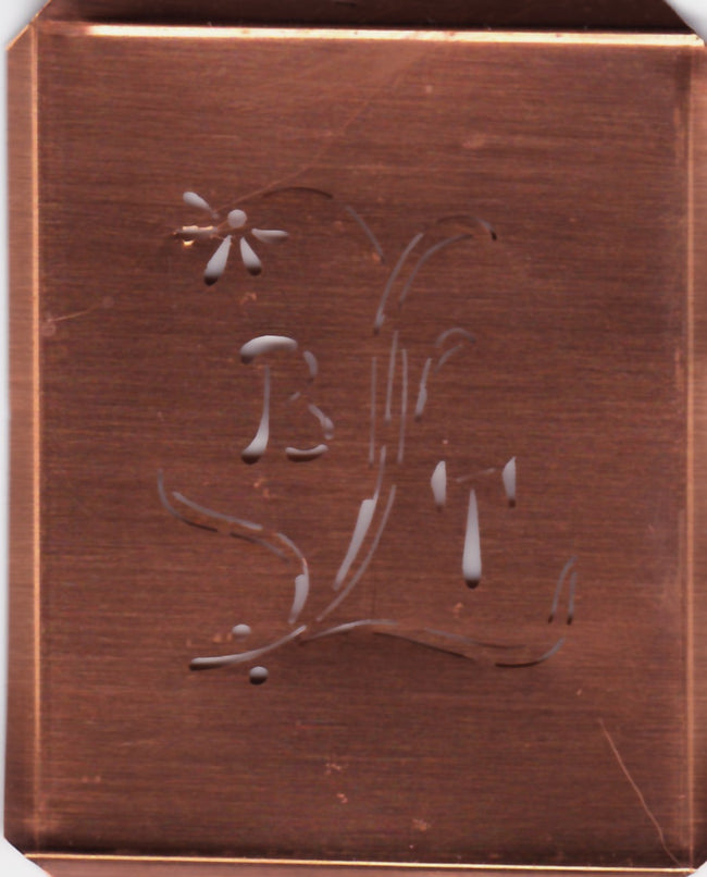 BT - Hübsche, verspielte Monogramm Schablone Blumenumrandung