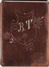 BT - Seltene Stickvorlage - Uralte Wäscheschablone mit Wappen - Medaillon
