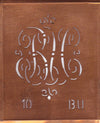 BU - Alte Monogrammschablone aus Kupfer