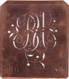 BU - Alte Schablone aus Kupferblech mit klassischem verschlungenem Monogramm 