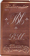 www.knopfparadies.de - BU - Alte Stickschablone mit 2 zarten Monogrammen