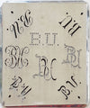 BU - Alte Monogrammschablone aus Zink-Blech mit 8 Variationen