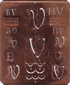 BV - Uralte Monogrammschablone aus Kupferblech