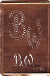 BW - Interessante alte Kupfer-Schablone zum Sticken von Monogrammen