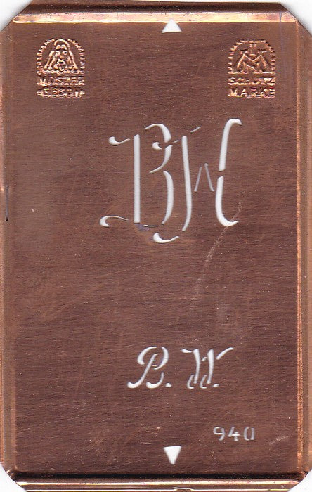 BW - Alte Monogramm Schablone nicht nur zum Sticken