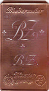 www.knopfparadies.de - BZ - Alte Stickschablone mit 2 zarten Monogrammen