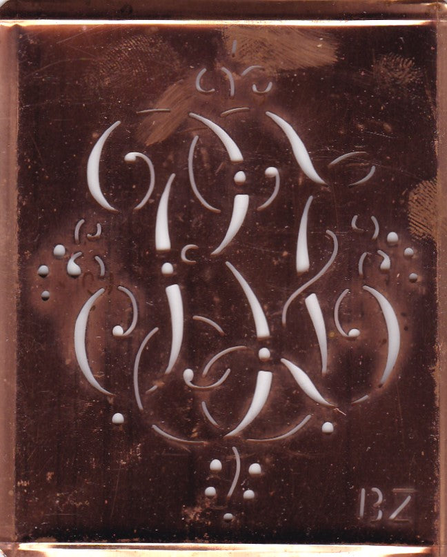 BZ - Alte Monogramm Schablone mit nostalgischen Schnörkeln