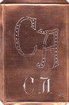 CA - Interessante alte Kupfer-Schablone zum Sticken von Monogrammen