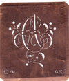 CA - Alte Schablone aus Kupferblech mit klassischem verschlungenem Monogramm 