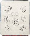 CC - Alte Monogrammschablone aus Zink-Blech mit 8 Variationen