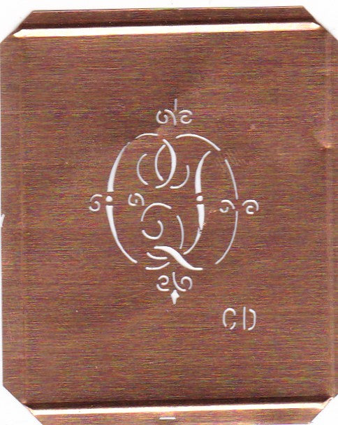 CD - Kupferschablone mit kleinem verschlungenem Monogramm